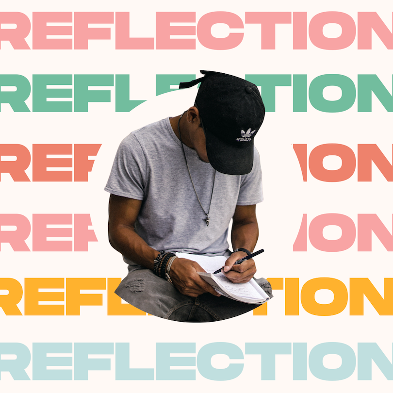 graphic with the word reflection splayed in the background