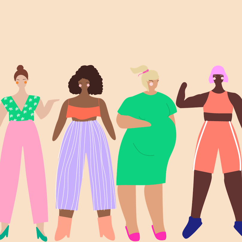 a colorful illustrated graphic of four drawn figures 