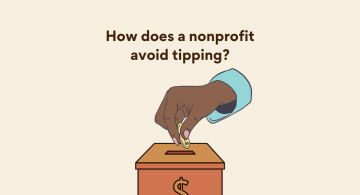 a graphic of a hand putting a coin into a box with a dollar sign on the front