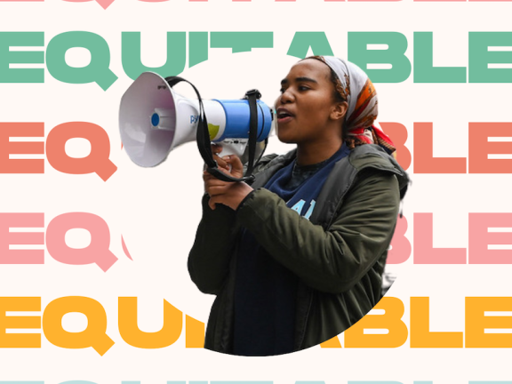 graphic with the word equitable splayed in the background