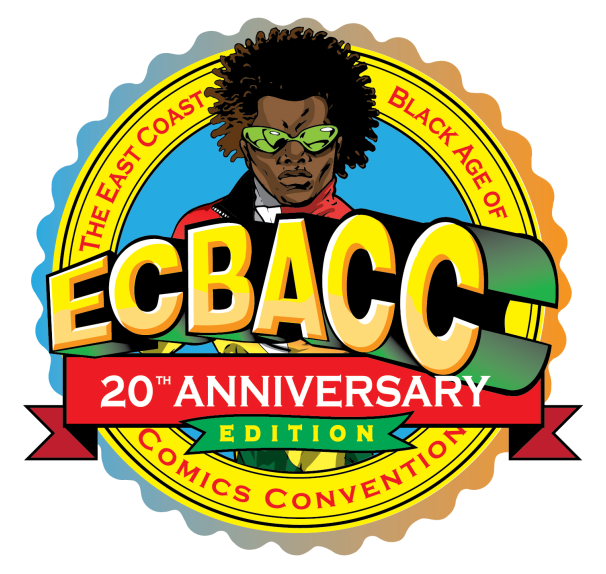 Comic style logo for the 20th Anniversary of the East Coast Black Age of Comics Convention